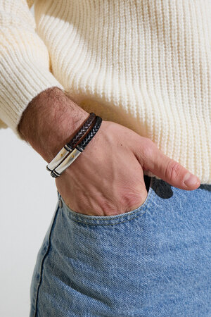 Men's bracelet braided - silver/black h5 Picture4